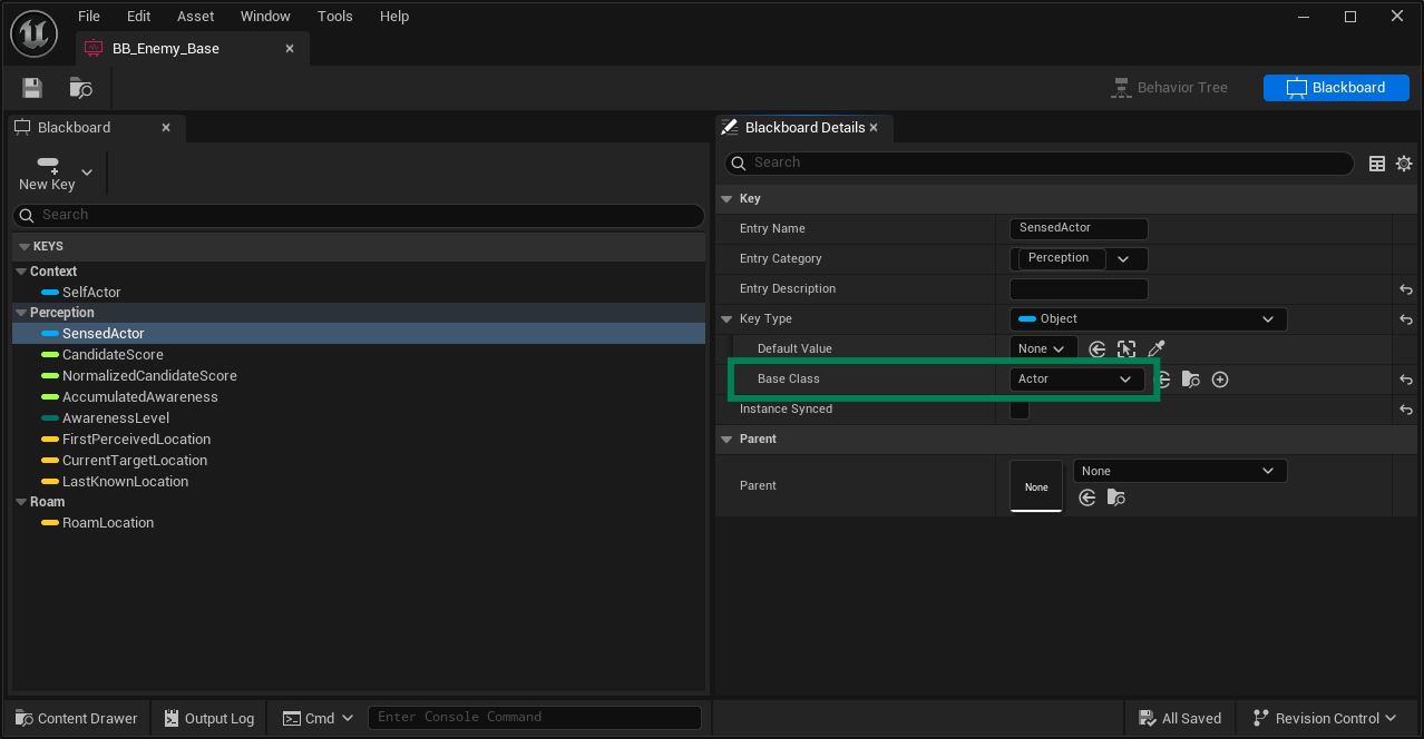 Blackboard, Sensed Actor