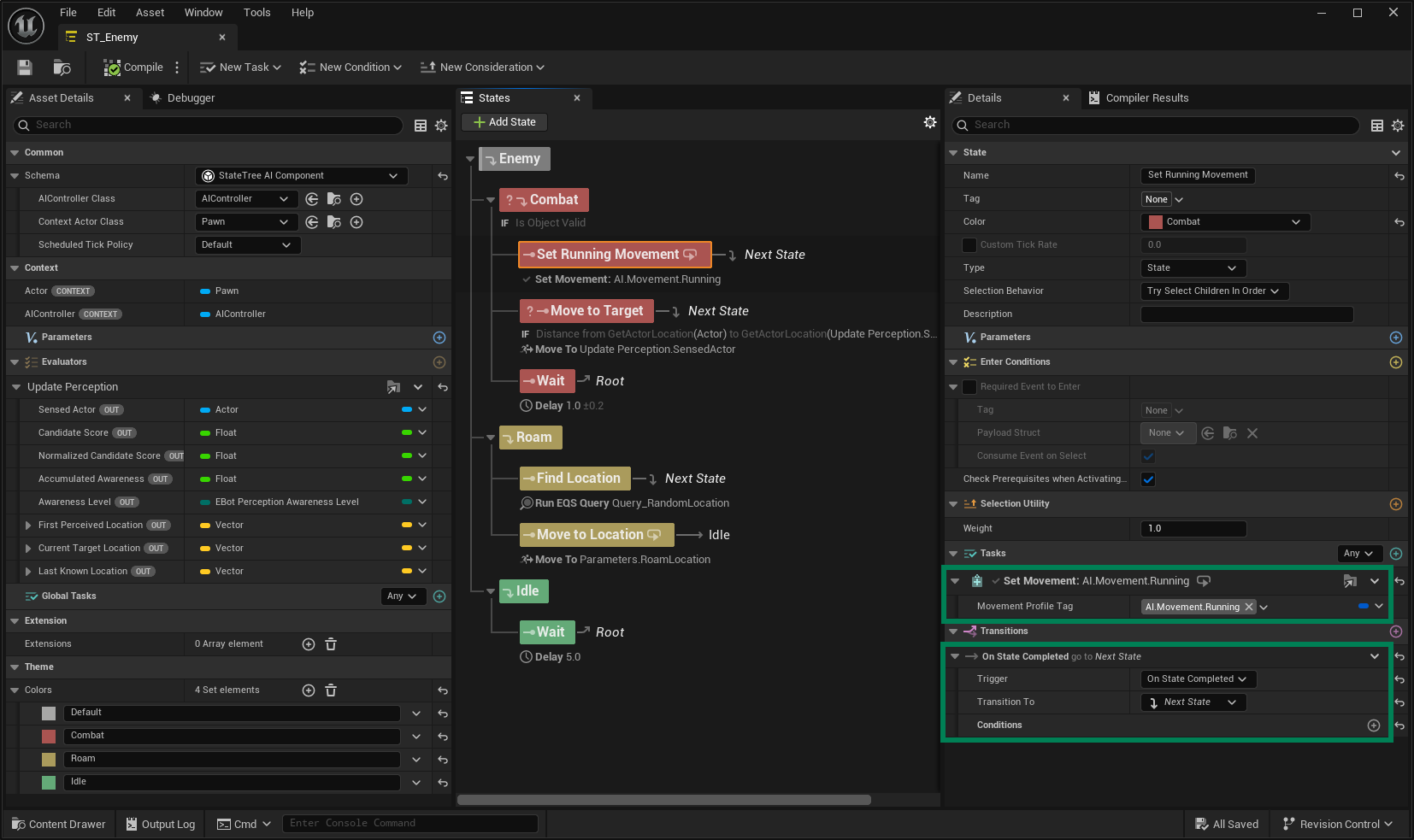 Triggering the Running Behavior in the State Tree