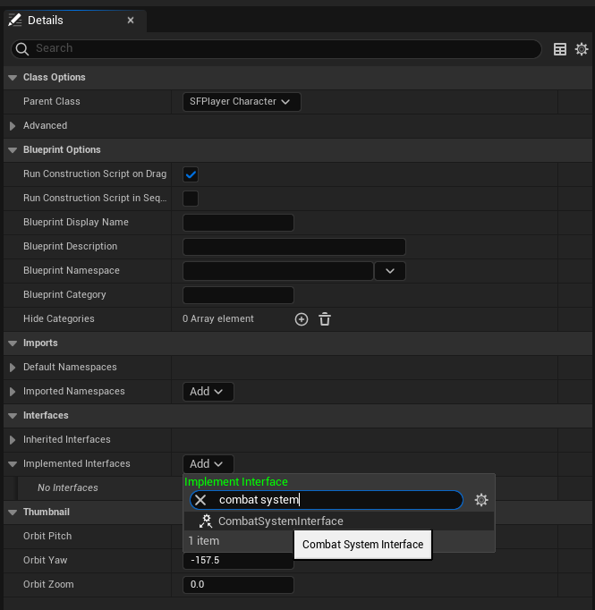 Combat System Interface