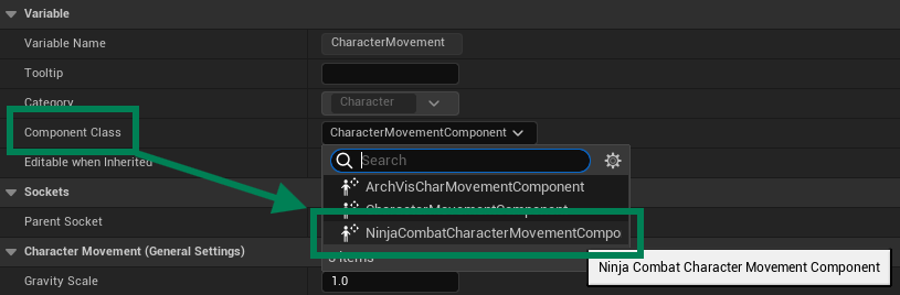 Override default movement component