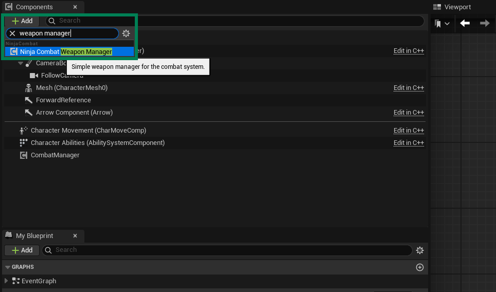 Adding the Weapon Manager Component