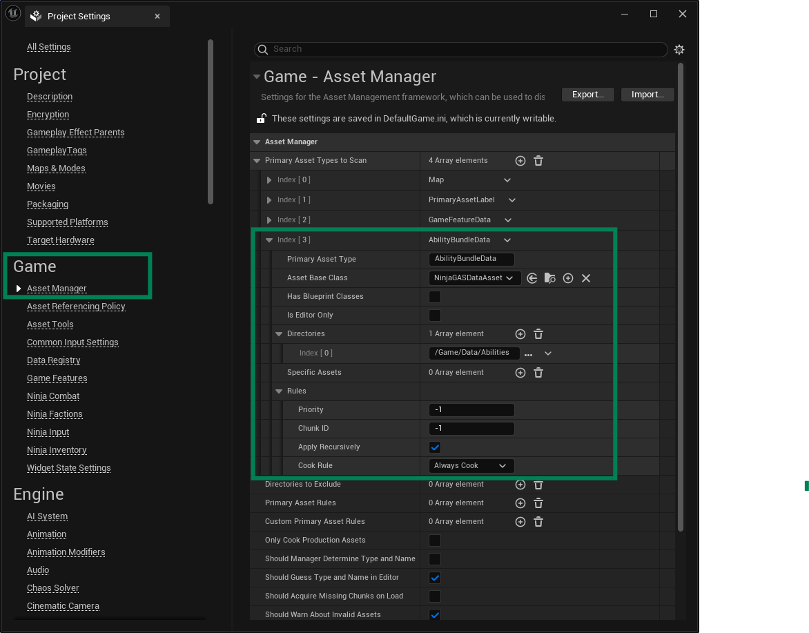 Ability Bundle Data Asset Setup