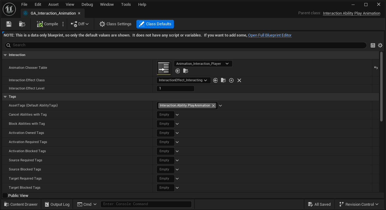 Interaction Play Animation ability configuration Interaction Play Animation ability configuration