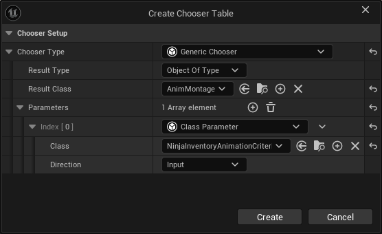 Animation Chooser Table Creation Animation Chooser Table Creation