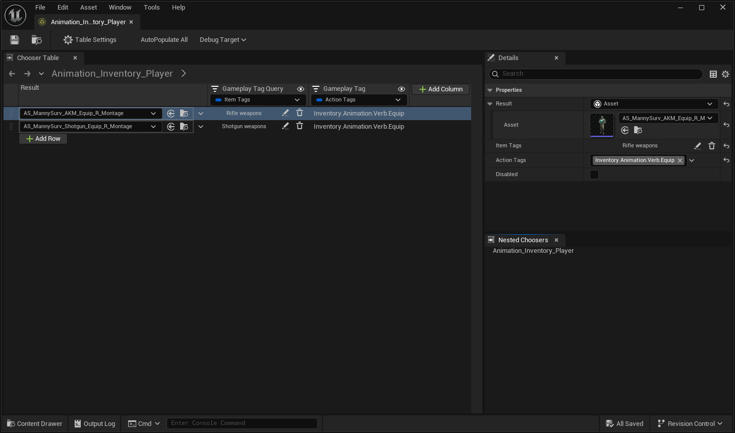 Animation Chooser Table Setup Animation Chooser Table Setup
