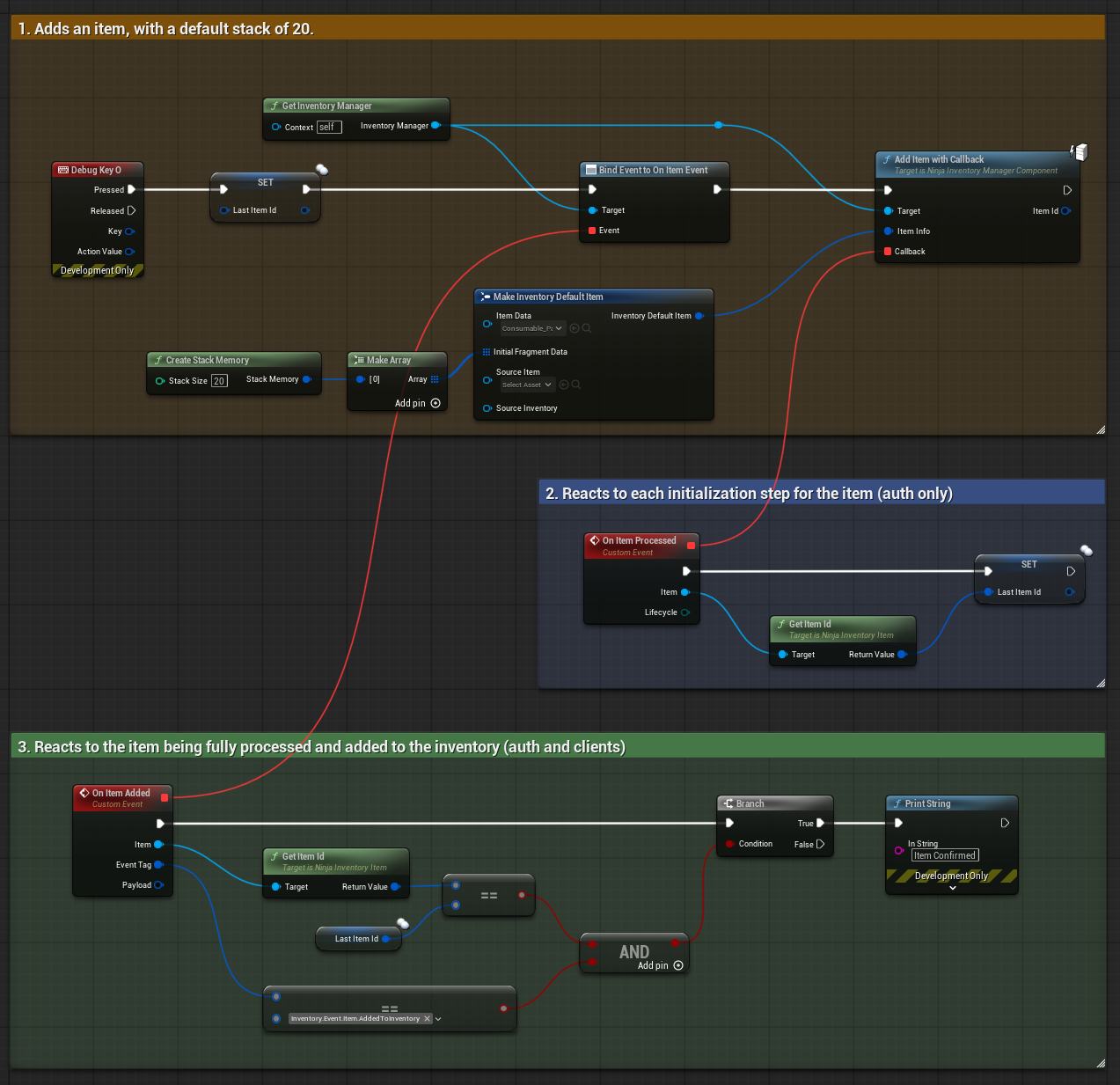 Add a default item with events Add a default item with events