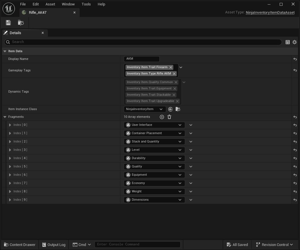 Item Data Asset Item Data Asset