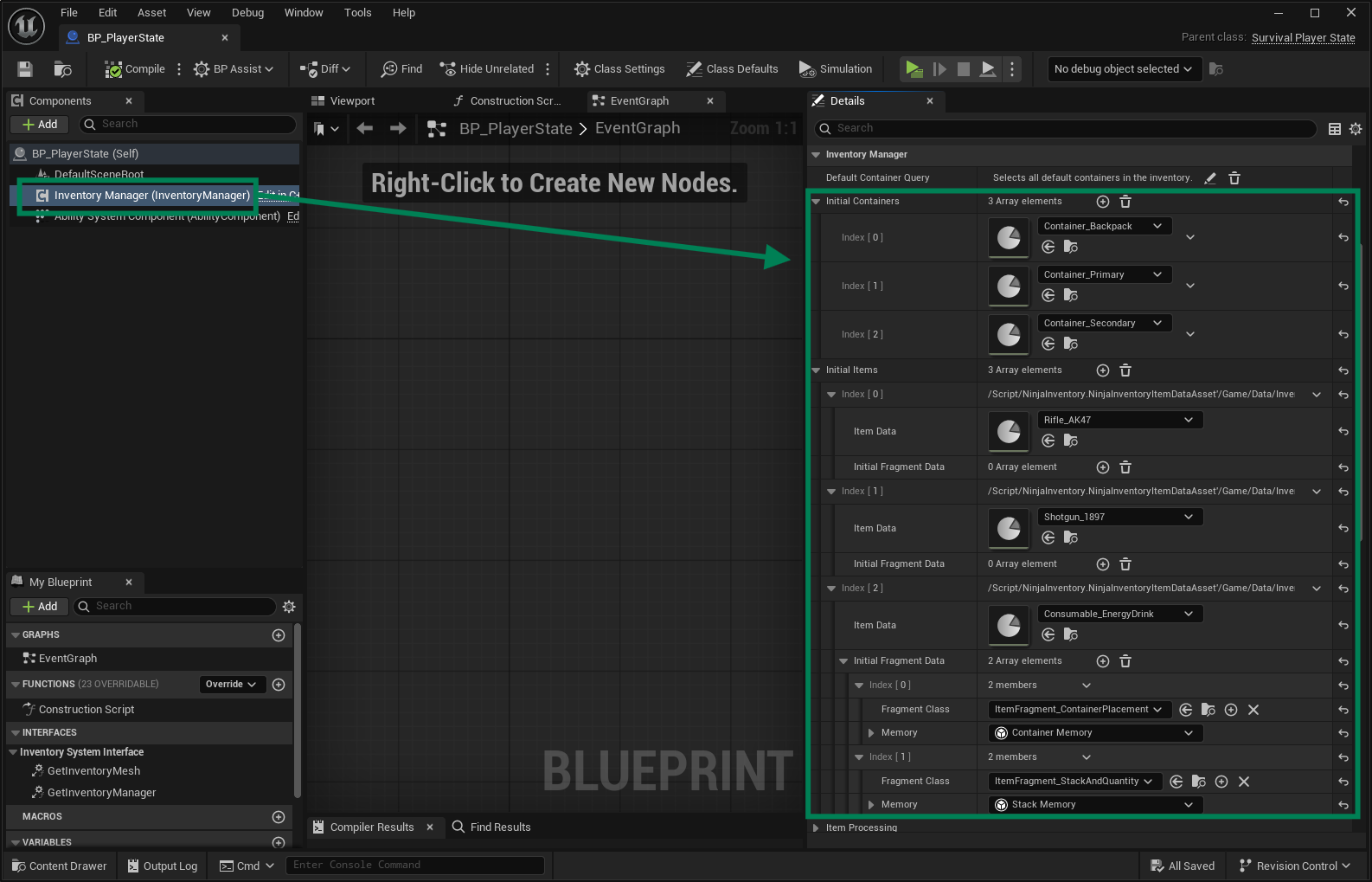 Default Containers and Items