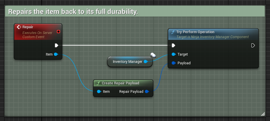 Repair operation sample in Blueprints