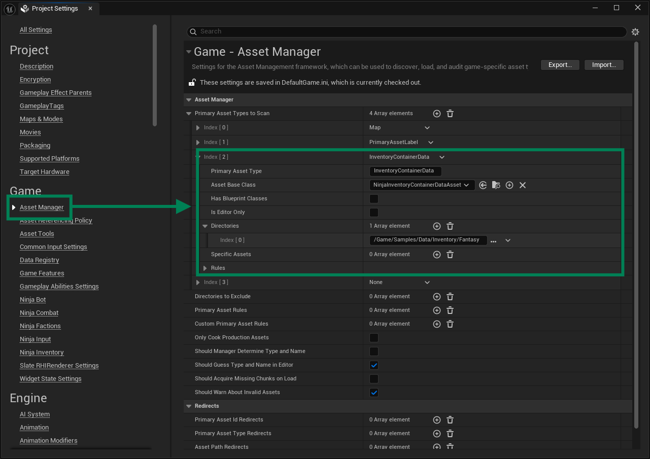Container Setup in the Asset Manager Container Setup in the Asset Manager