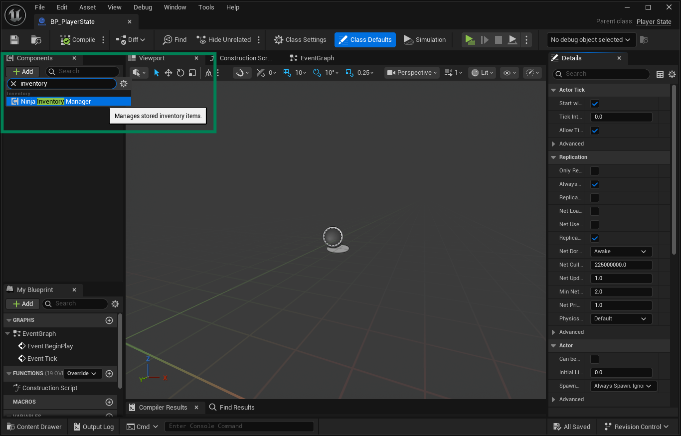 Add the Inventory Manager Component Add the Inventory Manager Component