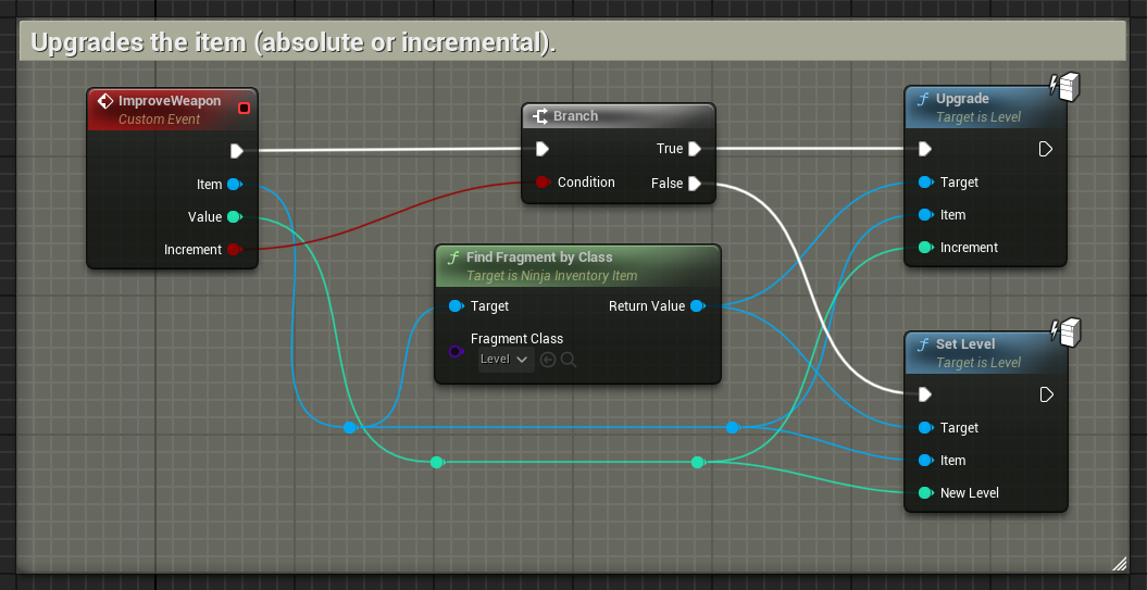 Upgrade function sample in Blueprints