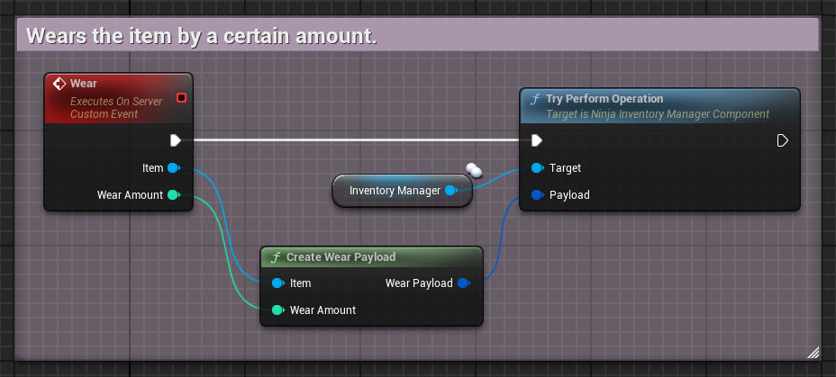 Wear operation sample in Blueprints