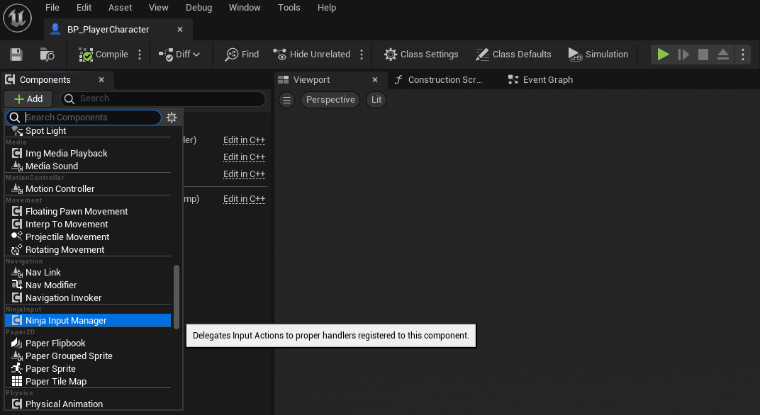 Input Manager Component Setup